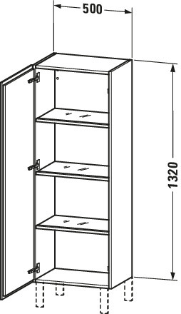 Duravit Halbhochschrank L-Cube 363x500x1320mm 1 Tür, TA li., Nussbaum Dunkel