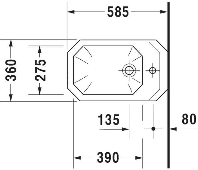 DU Wand-Bidet 1930 580 mm mit ÜL, mit HLB, 1 HL, weiß