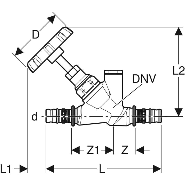 Geberit Mepla Schrägsitz-Absperrventil d32 RG