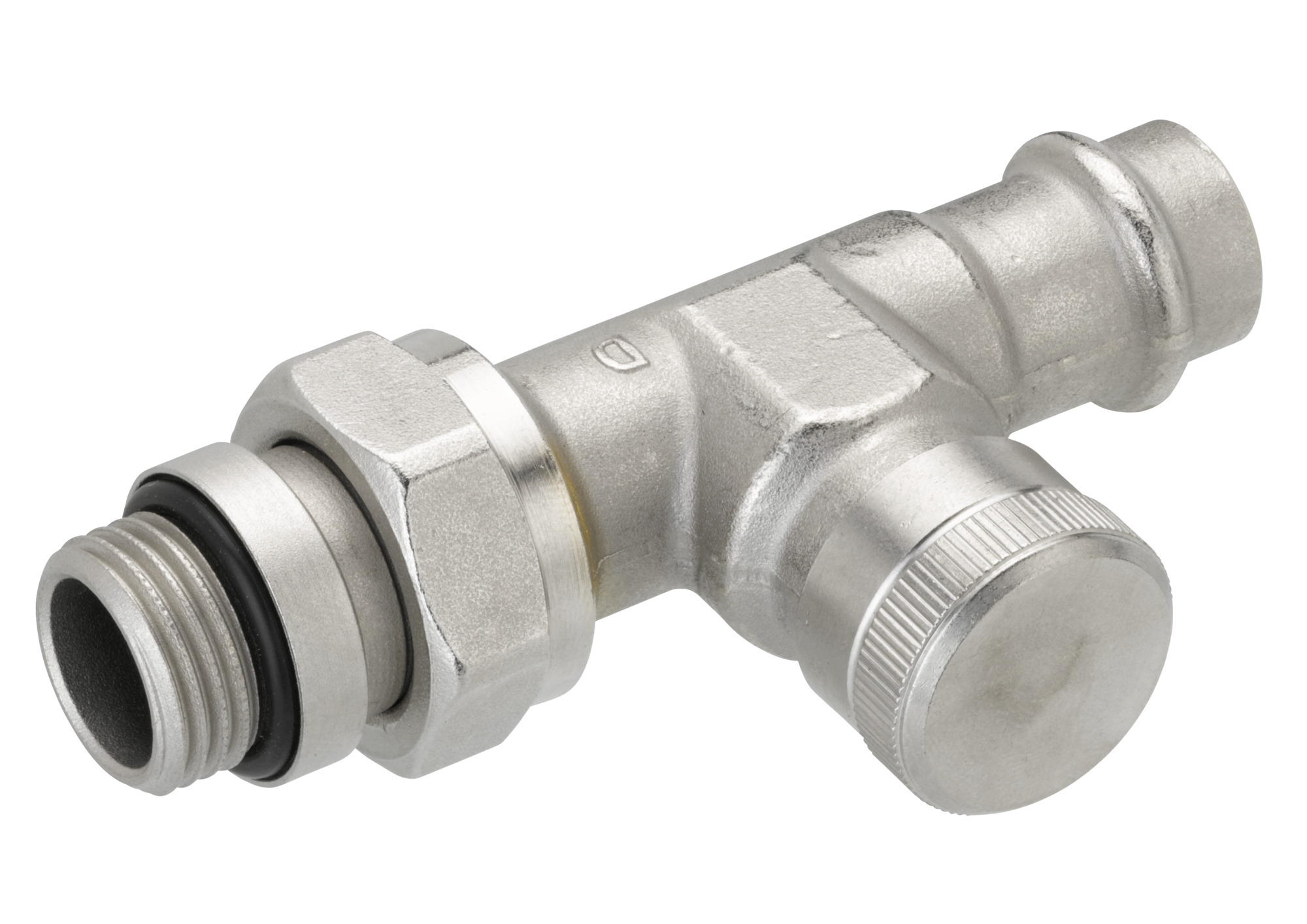 Danfoss Rücklaufverschraubung RLV 15 R 1/2, Pressfit, Durchgang, vernickelt