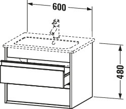 Duravit WTU Ketho f. ME by Starck, 2 Schubk. 480x600x475mm, Betongrau Matt