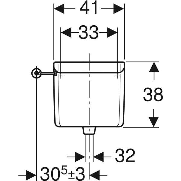 Geberit AP123 AP-Spülkasten,1-Mengen-Sp. hochh. WA li/re, für Fernaus. weiß-alpin