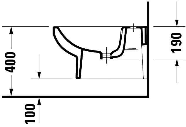 DU Wand-Bidet Duravit No.1 540mm weiß, m.ÜL, m.HLB, 1HL