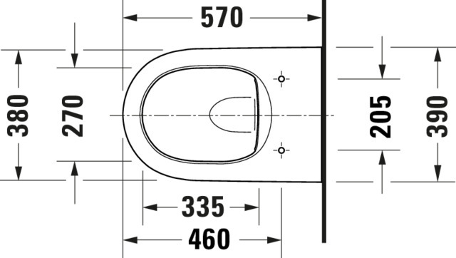 Duravit Qatego WWC 570mm, Tiefsp.,Rimless verdeckte Bef.,Scharnier vorm.,Weiß HG
