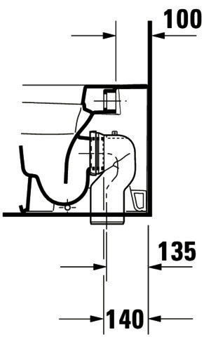 DU Stand-WC DuraStyle 570 mm Tiefspüler, Abg.waagr., BTW, weiß