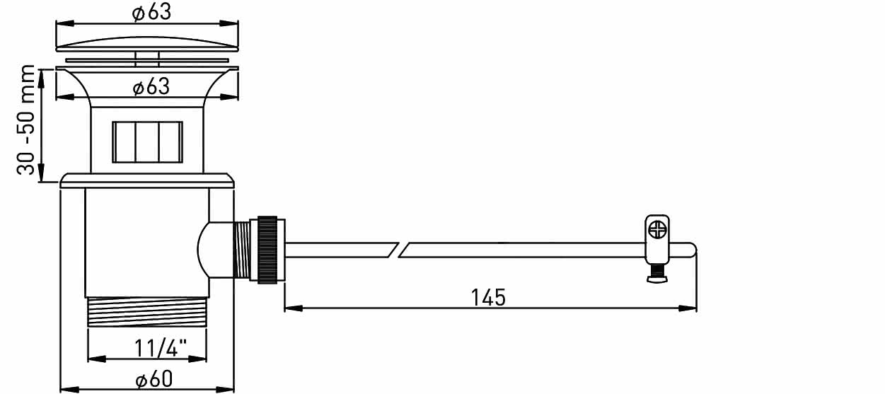Excentergarnitur 11/4" Nr.100085 mit Universal-Excenterstopfen verchromt