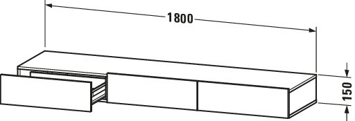 Duravit SchKa-Ablage DuraStyle 440x1800x150mm 3 Schubkästen,Eiche Natur/Weiß Matt