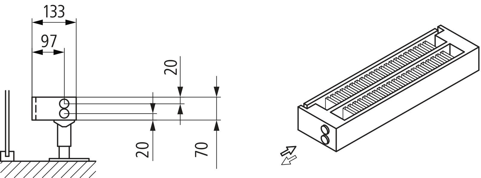 Kermi Kon m. Str. Typ22 BH70x133x2000 QN916, weiß, 6bar, m. Abd, AB 14