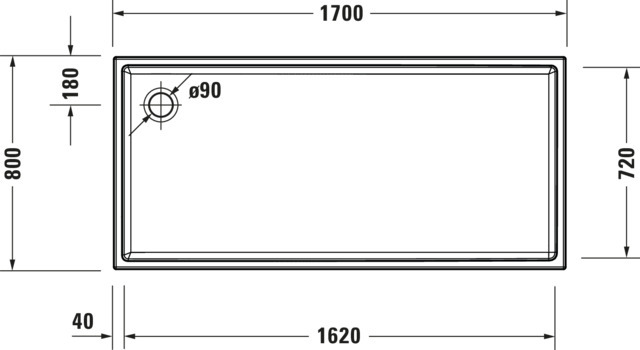 DU Starck Slimline Duschw. 1700x800x60mm Weiß