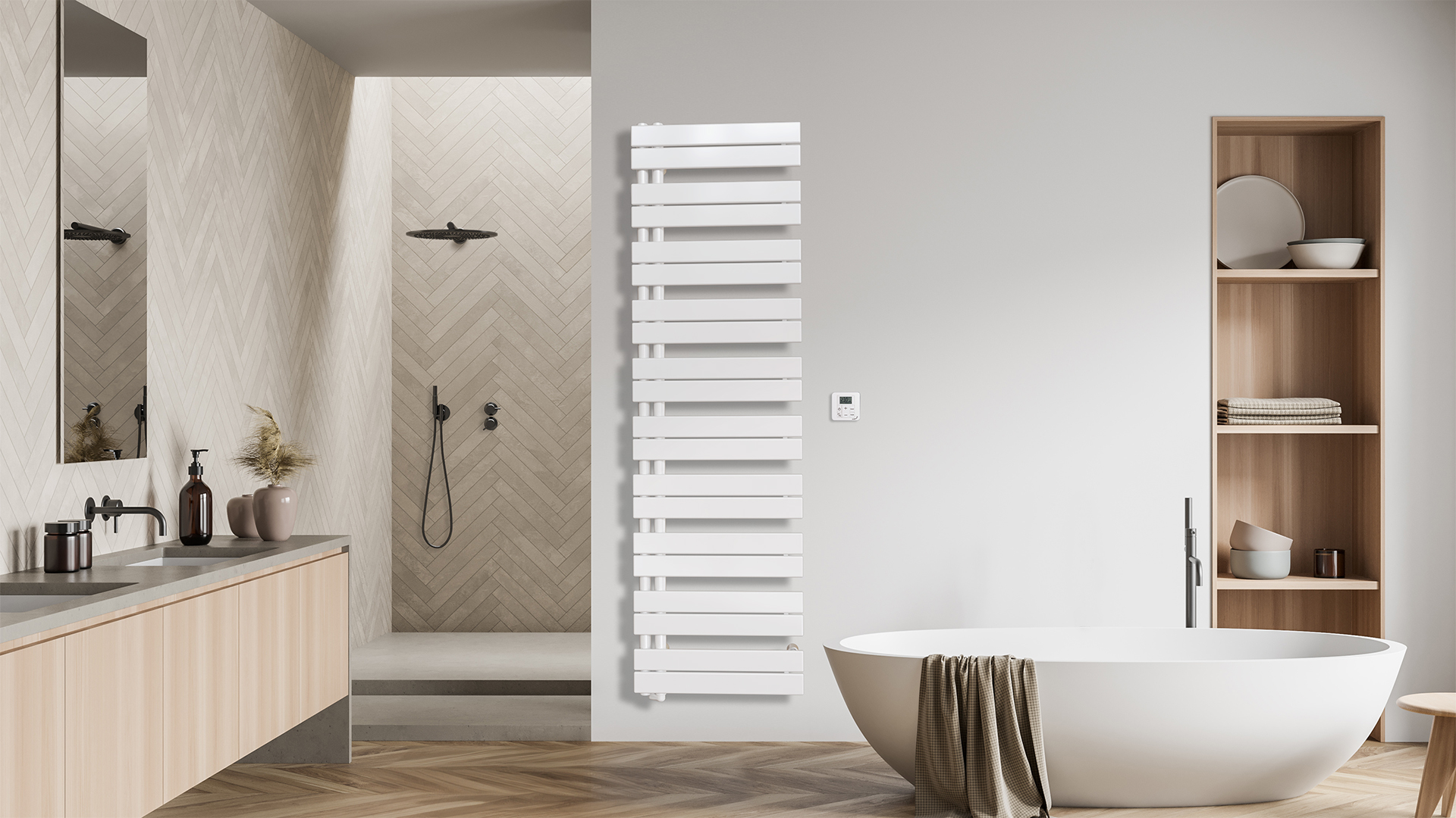 Zehnder Design-HK Roda Duo, rechts, elektr. ROIR-180-60/GD 1887x75x550, RAL 9001