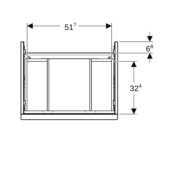 Geberit iCon Unterschrank für WT, 2 Schubl. 59,2x61,5x47,6cm, weiß hgl./Gr.weiß matt