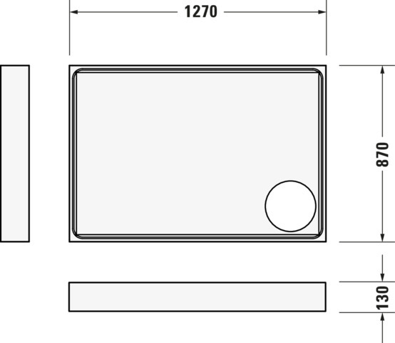 Duravit Starck Slimline Duschw. 1300x900x60mm Weiß, Antislip