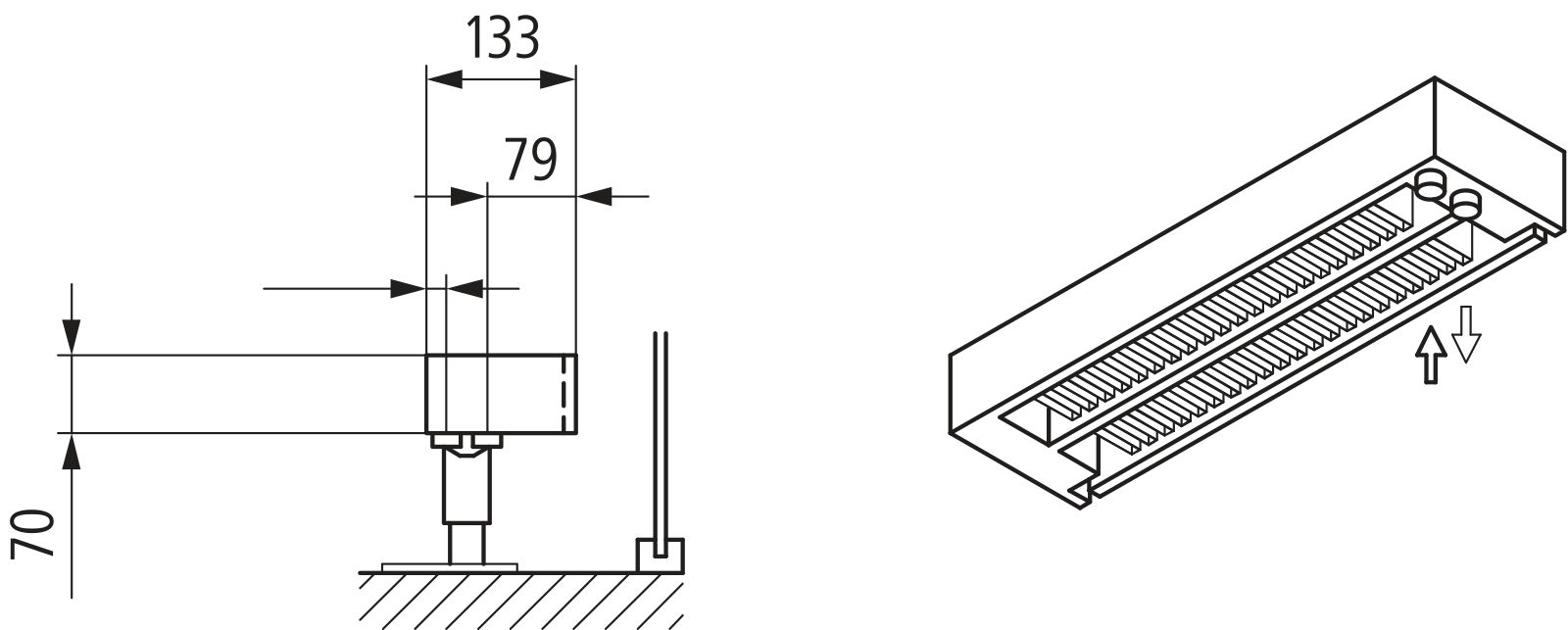 Kermi Kon m. Str. Typ22 BH70x133x4000 QN1832, weiß, 6bar, m. Abd, AB 14