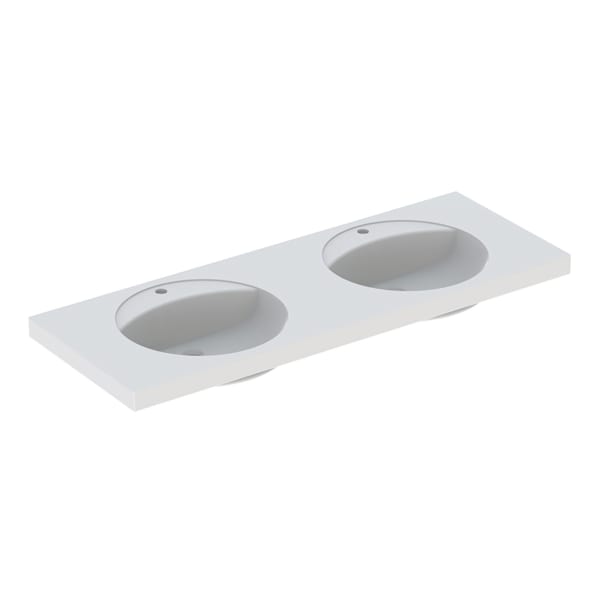 Geberit Preciosa Doppelwaschtisch, 1300x550mm m. zwei Hl., o. Ül., weiß, KeraTect