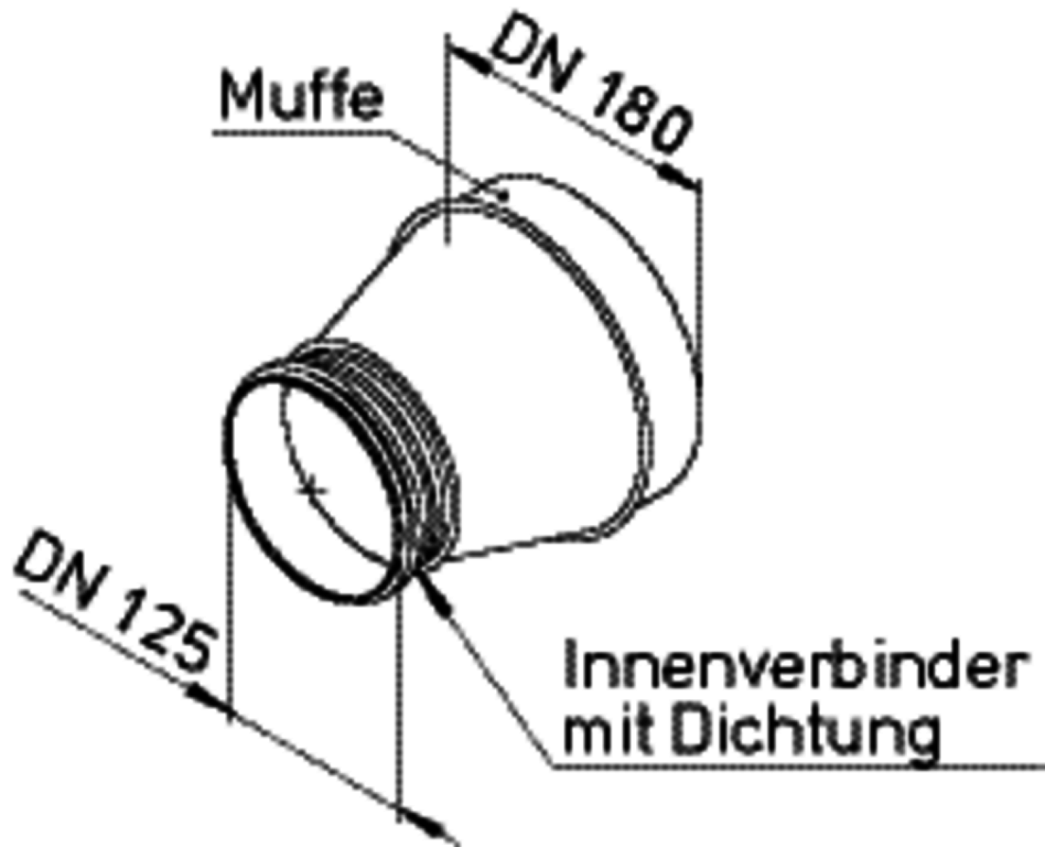 Helios IP-ARZ 180/125 Muffe DN180 a. Stutzen DN125 m. Dichtung