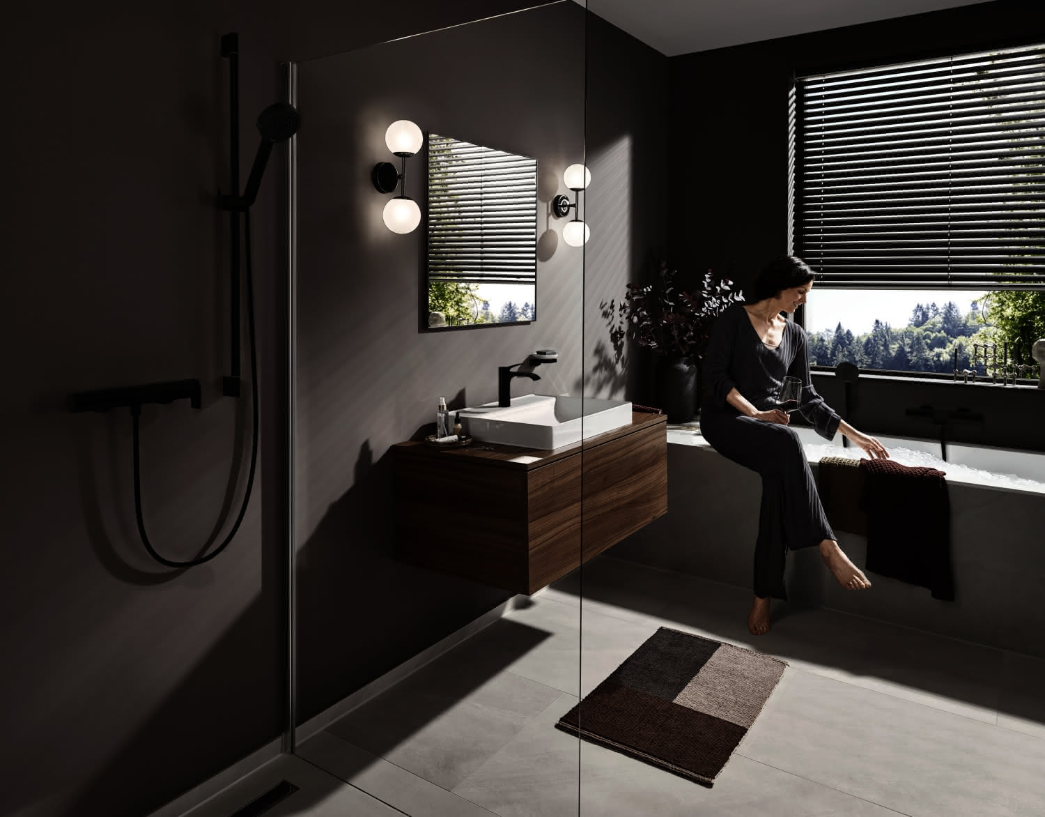 Hansgrohe Waschtischmischer 110 Vivenis m.Zugstangen-Ablaufgarnitur mattschwarz