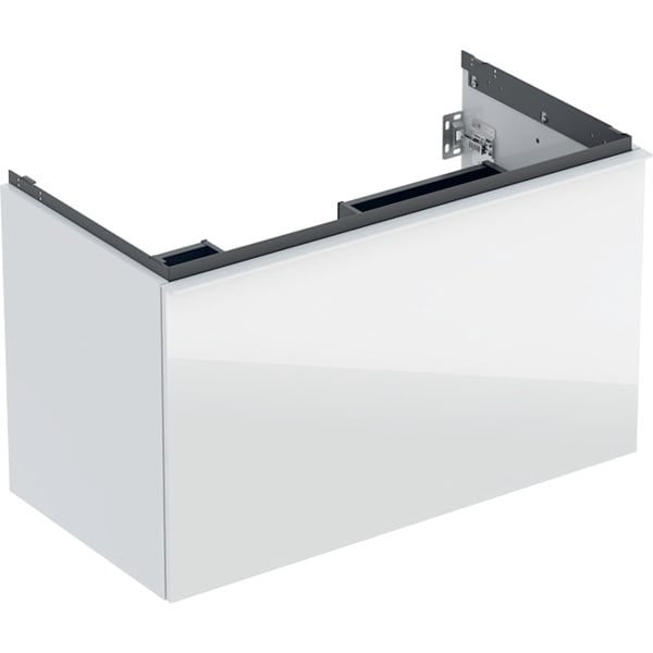Geberit Acanto US für WT B:90cm, 1 Schubl. 1 i.Schubl., weiß hgl./Glas weiß