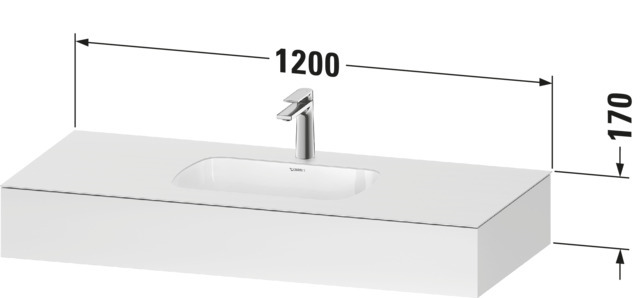 Duravit Qatego Einbau-WT m.Konsole,o.HLB,m.ÜL 1200x550x170mm, Weiß Matt, Dekor