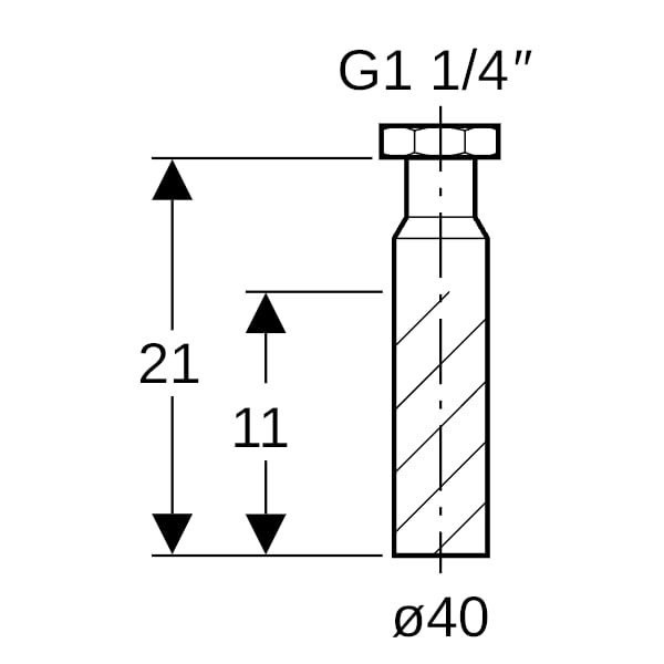Geberit Anschlussstutzen mit Überwurfmutter 1 1/4''xd40