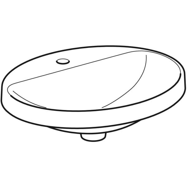 Geberit VariForm Einbauwaschtisch, oval mit HLB, 50x45cm, o. Ül., weiß, KeraTect