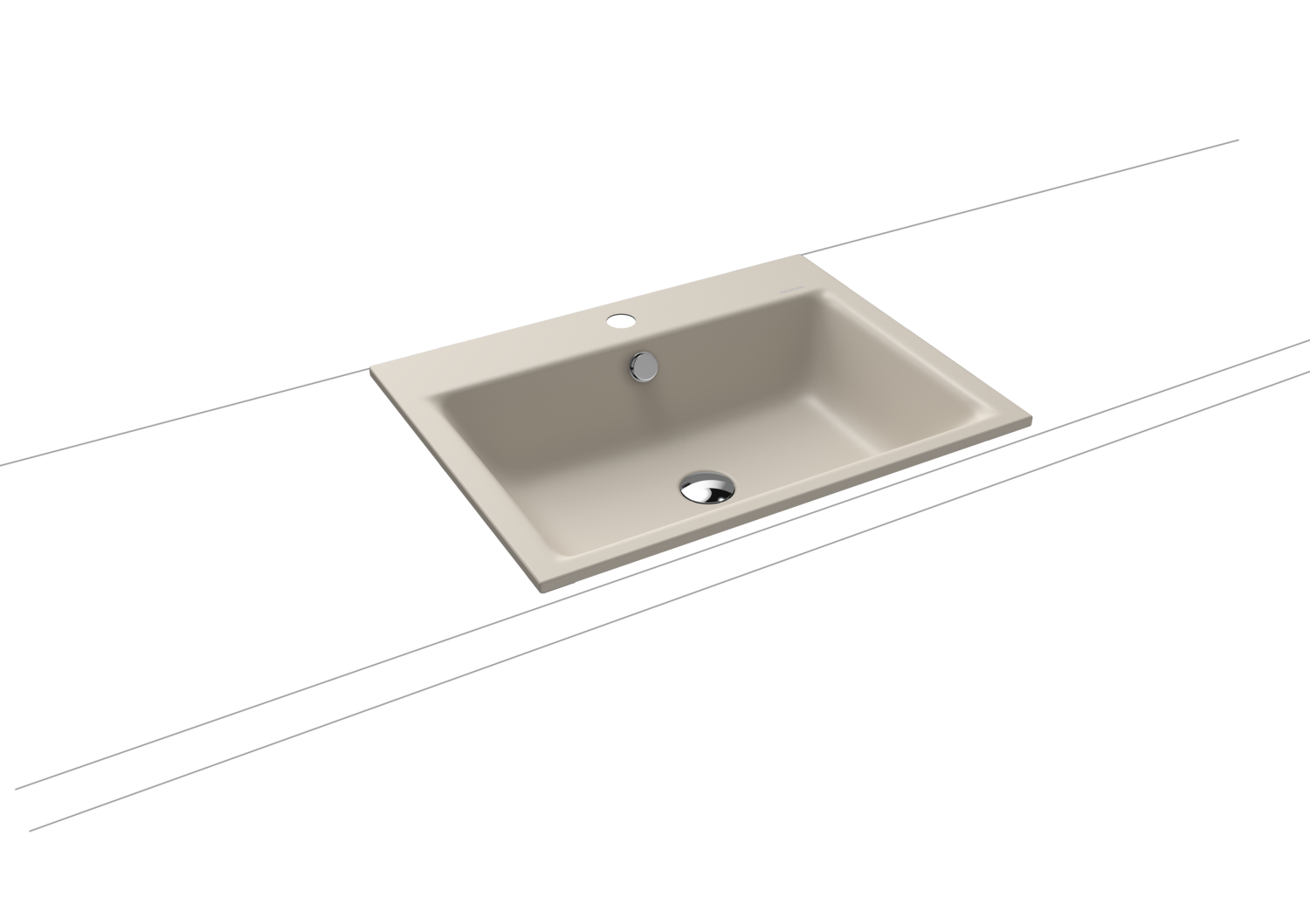 KA WB PURO EINBAUWASCHTISCH Mod.3151,600 x460mm,wg10,PEFF,AD,m. 1HL,mÜL,chr