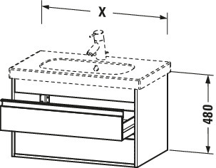 DU WTU wandhängend Ketho 455x800x480mm 2 SchKa, für 034285, weiß matt