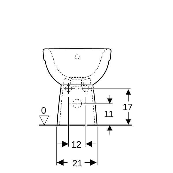 Geberit Renova Standbidet, teilgeschl.Form T:52cm, mit Überlauf, weiß