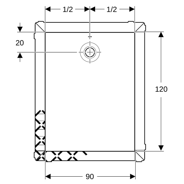 Geberit Olona Duschwanne 120 x 90 cm rechteckig, mit Dichtvlies, weiß matt