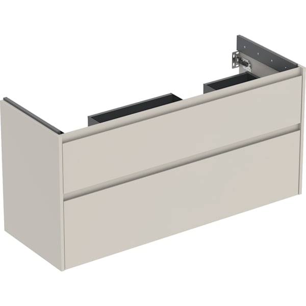 Geberit Renova Plan US f. DWT, m.2 Schubladen 124,5x60,6x44,6cm, sandgrau/l. seidenm.