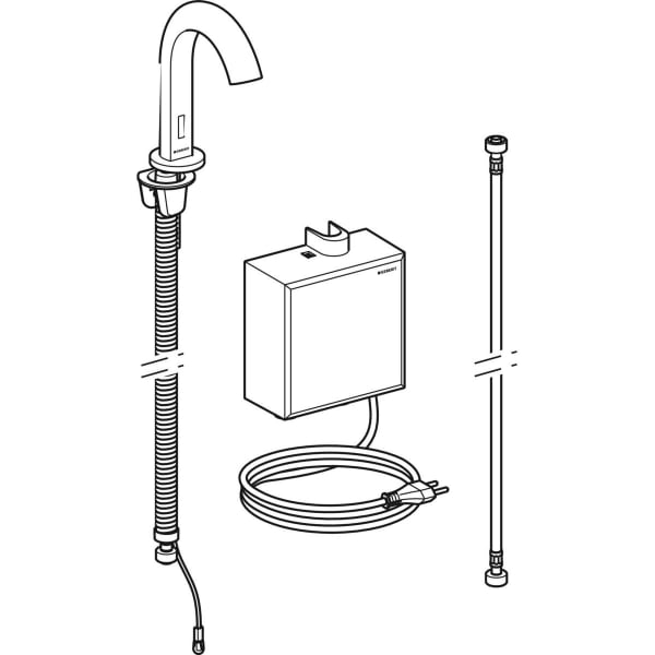 Geberit Piave WT-Arm., Standmontage, Netz mit AP-Funkt.Box, o.Misch., edst.gebü.