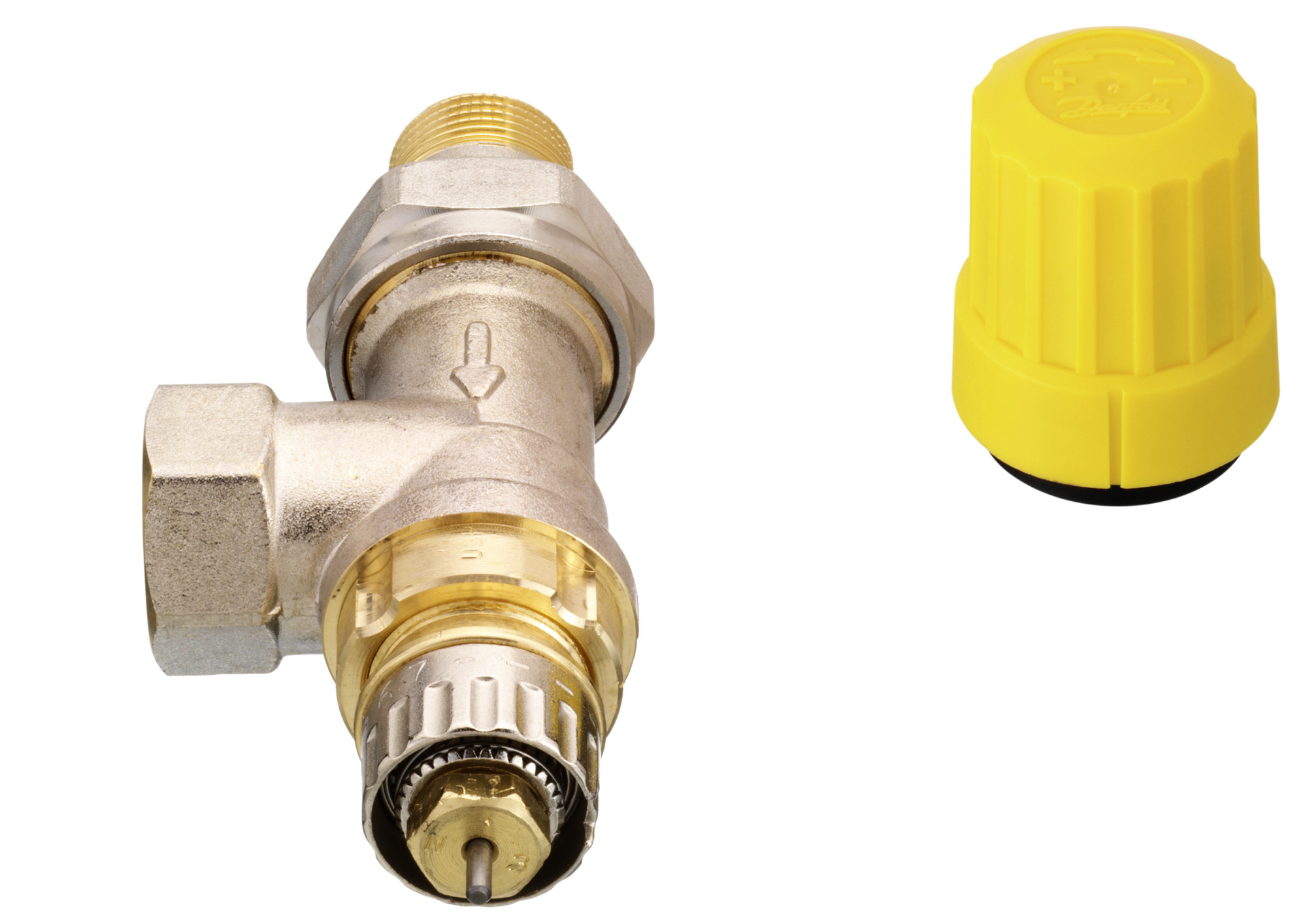 Danfoss Ventilgehäuse RA-UR 10 R 3/8, UK (Axial), matt vernickelt