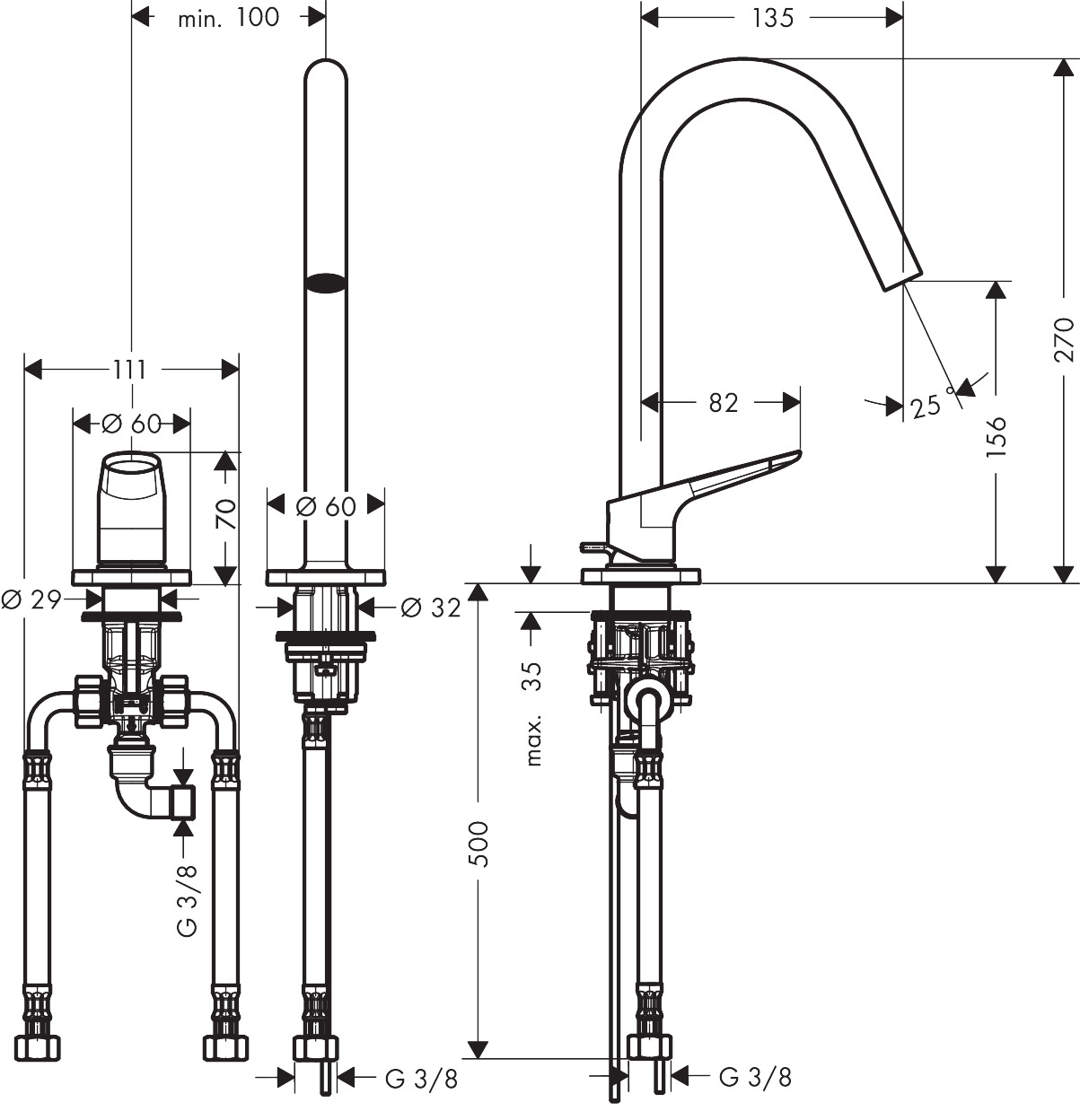 Hansgrohe 2-Loch Waschtischarmatur Axor Citterio M Standmodell chrom Hansgrohe 2-Loch Waschtischarmatur Axor Citterio M Standmodell chrom