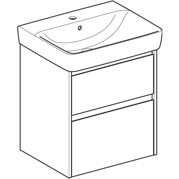 Geberit Renova Plan Set WT mit US, 2 Schubl. 60x69,7x44,6cm, weiß/l. seidenmatt