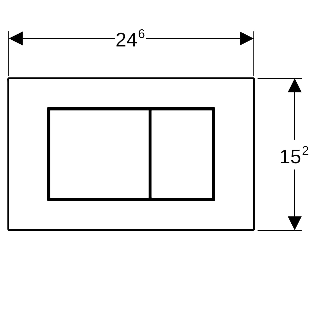 Geberit Sigma40 BetPl., eckig, f. 2-Mengen-Sp schwarz matt, Etc