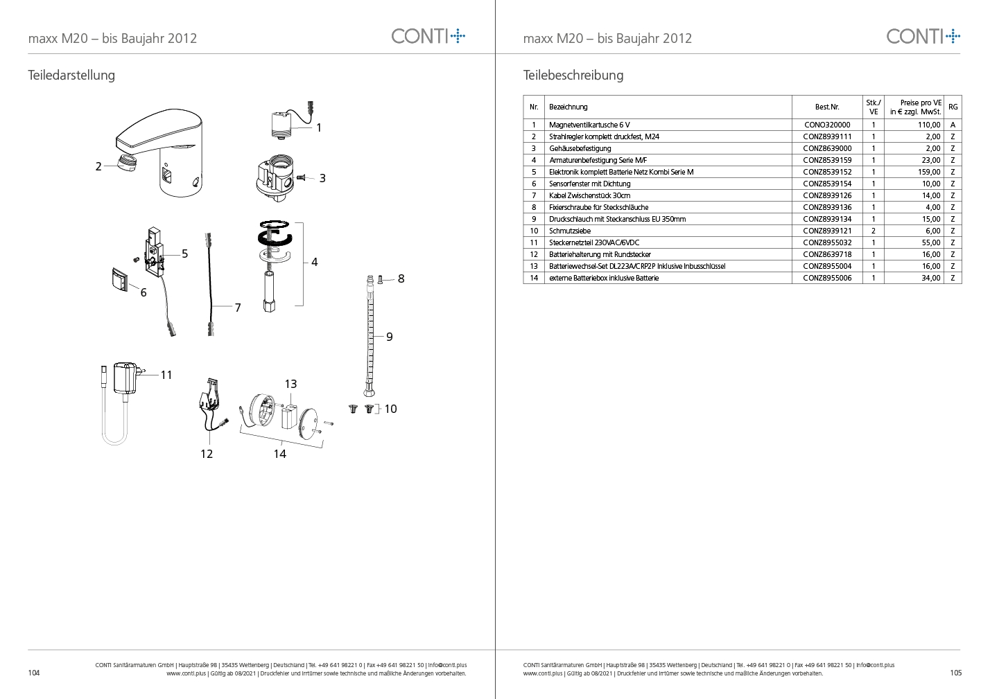 CONTI+ maxx elekt. IR Standarm. Batt. o.Misch. Chrom o.Ablg. Touch M20