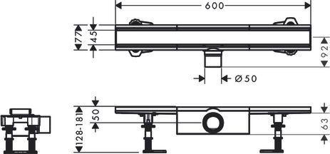 Hansgrohe Komplettset RainDrain Compact 600mm für Standardinstallation BST