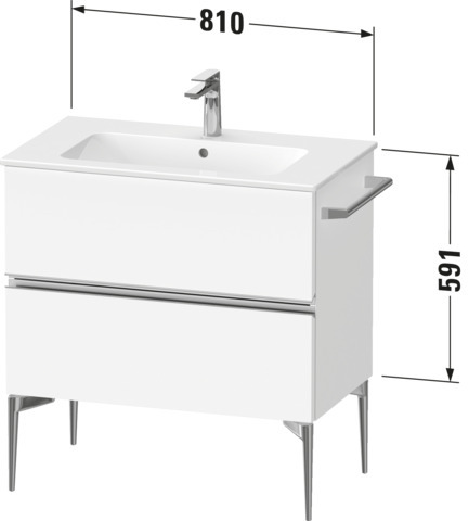Duravit Sivida WTU 810x591x477mm, f. Bodenst.,Schubk. 2,Chrom/Weiß Matt