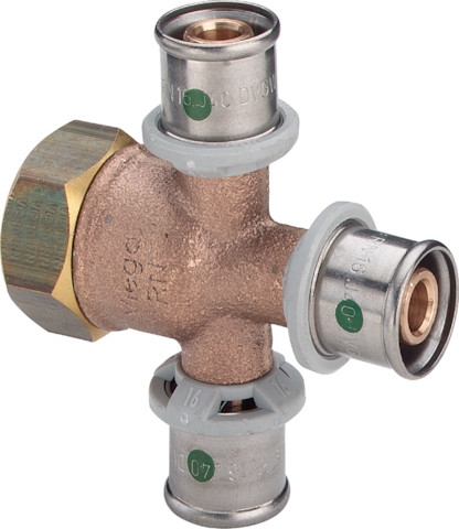 Viega Verteiler mit SC Sanfix P 2126.08 in 16mm x G3/4 - 3fach Rotguss