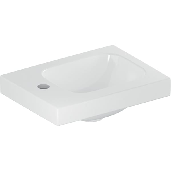 Geberit iCon Light Handwaschbecken 38x28cm m. Hahnloch li, ohne Überlauf, weiß