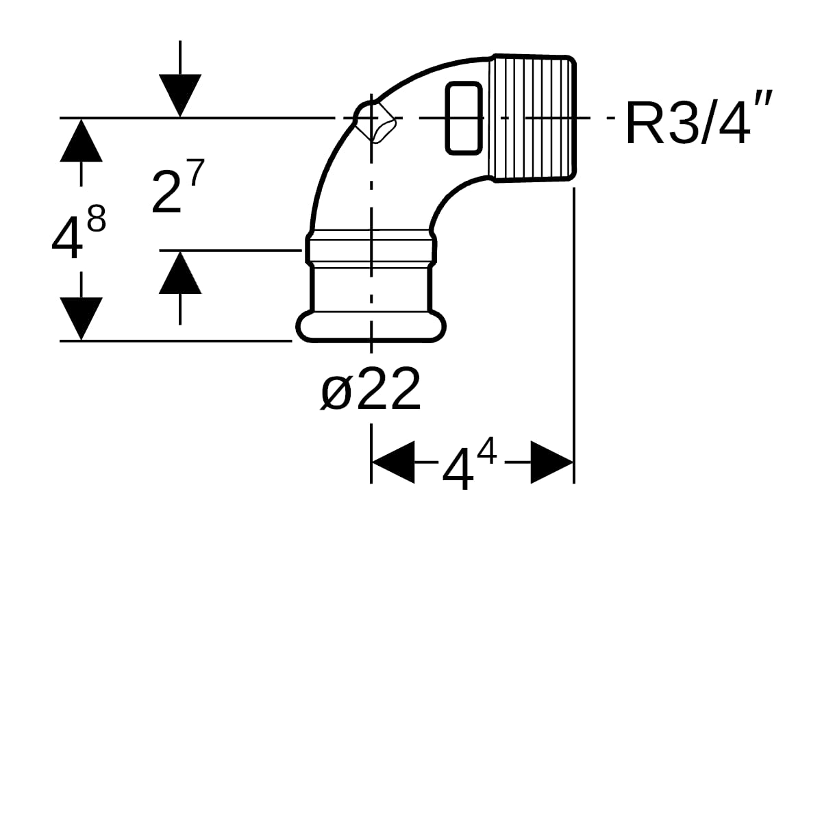Geberit Mapress Kupfer Übergangswinkel 90Gr mit AG Rg d22-R3/4