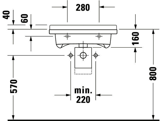 DU Waschtisch Starck 3 Vital Med 600 mm ohne ÜL, mit HLB, HL-Vst., weiß