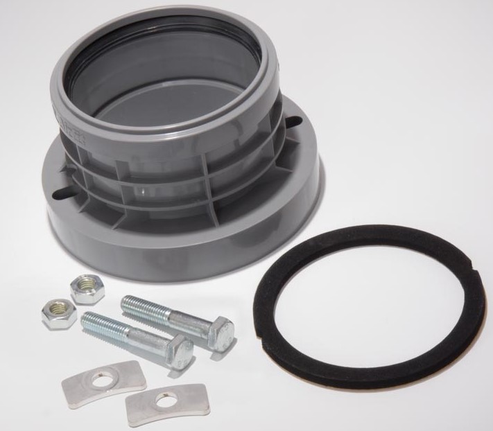 airfit Flansch-Adapter DN 110/90 aus PP und VA, Lochabstand 125-143mm