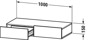 Duravit SchKa-Ablage DuraStyle 440x1000x150mm 2 Schubkästen, graphit matt/weiß matt