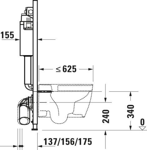 DU DuraSyst. für WWC, Basic,Trockenbau Höhe 1148,Spülbed.mechanisch Vorne
