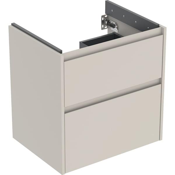 Geberit Renova Plan US f. WT, m. 2 Schubladen 59,5x60,6x44,6cm, sandgrau/l. seidenmatt