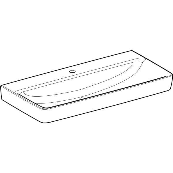 Geberit Renova Plan Waschtisch, 100x48cm m. Hl., o. Ül., weiß, KeraTect