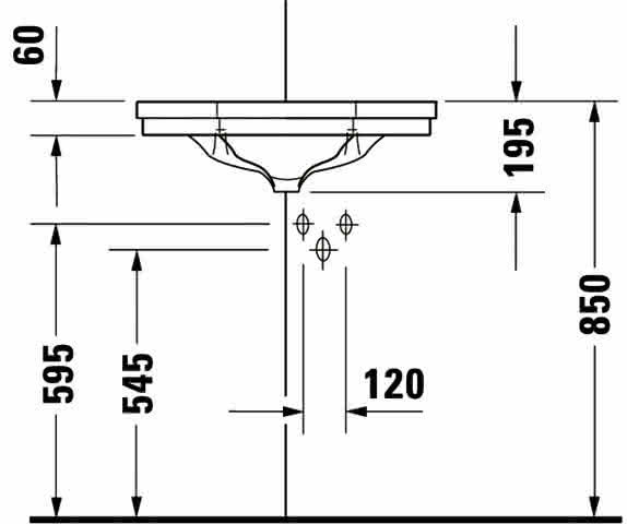 DU Eck-Handwaschbecken 1930 595 mm mit ÜL, mit HLB, 1 HL, weiß