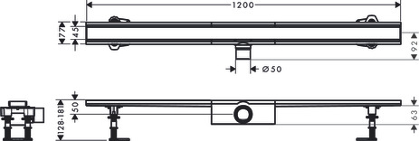Hansgrohe Komplettset RainDrain Compact 1200mm für Standardinstallation BST