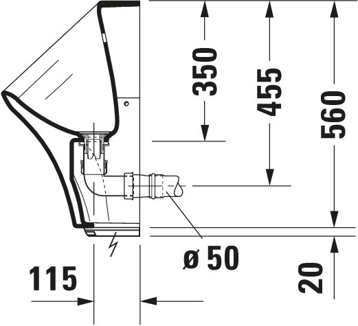 DU Urinal Durastyle, Zulauf von hinten rimless, f.Netz, o.Fliege, weiß