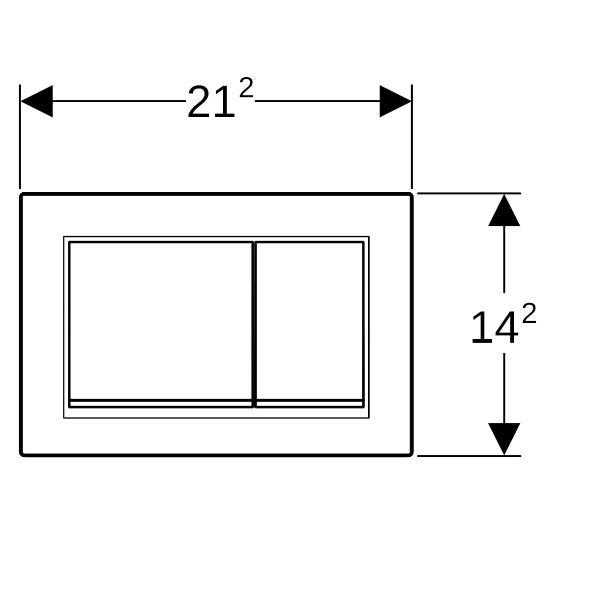 Geberit Omega20 Betätigungsplatte, eckig 2-M-Sp., weiß glänzend / chrom glänzend
